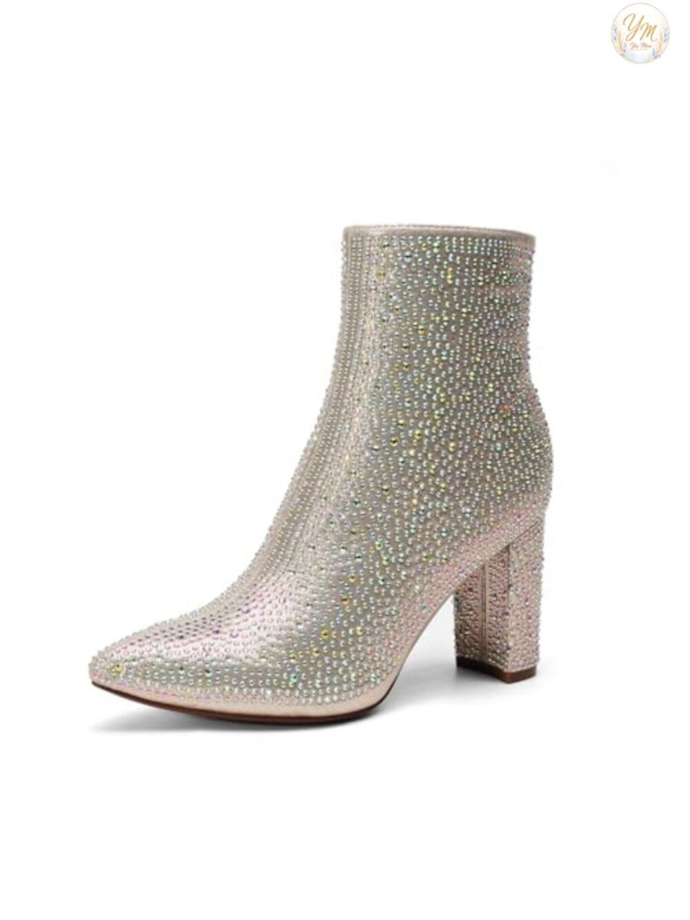 Glitter Rhinestone Chunky Heel Ankle Booties Women's Party Boots